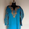 Blue Cashmilon Kanwal Sidepanel Pheran with Fine Aari