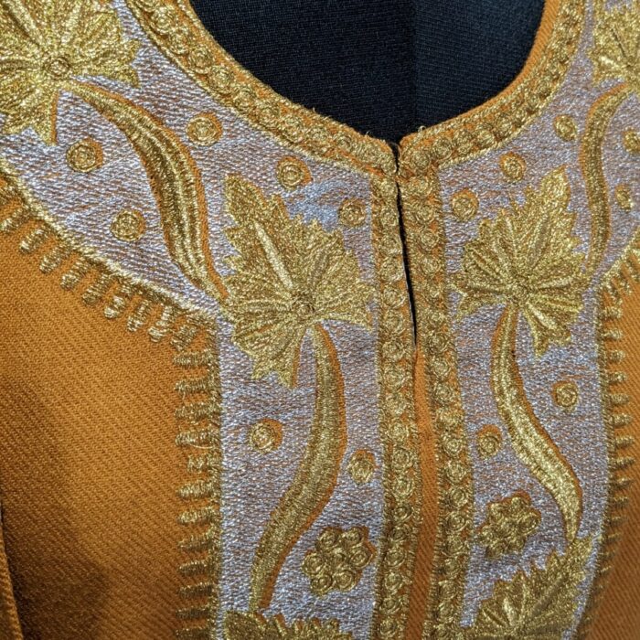 Mustard Zari Cashmilon Pheran - Image 3