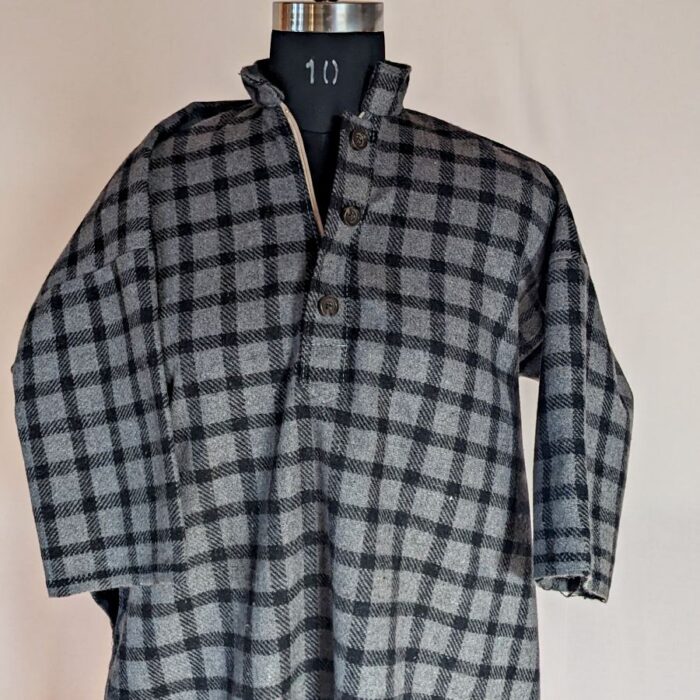 Black Grey Kids Traditional Kashmiri Checkered Pheran L38