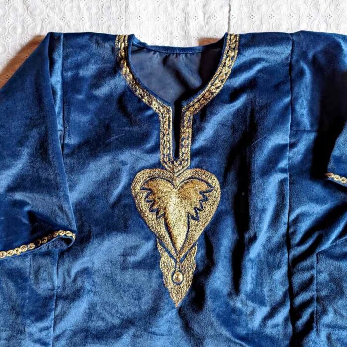Blue H Velvet Kids Traditional Kashmiri  Pheran L28 - Image 2