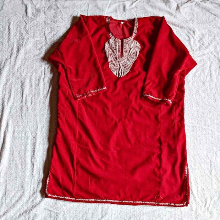 Red Velvet Kids Traditional Kashmiri  Pheran L34