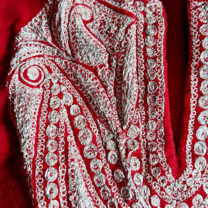 Red Velvet Kids Traditional Kashmiri  Pheran L34 - Image 3