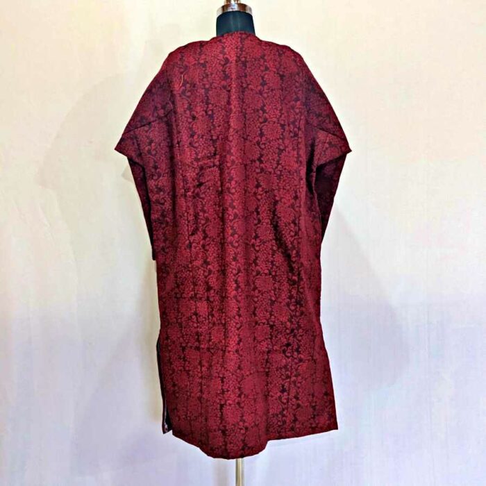 Premium Maroon Australian Wool Tilla Pheran With Lining - Image 6