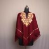 Maroon Kashmiri Poncho With Aari Embroidery