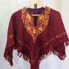 Maroon Kids Kashmiri Poncho With Aari Embroidery