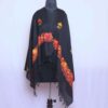 Black Wool Kashmiri Hand Ari Stole Multi Flower