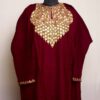 Maroon Qamash Raffal Hand Aari Pheran