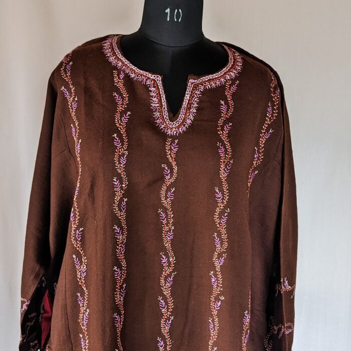 Brown Hand Sozni 56 Count Pheran