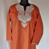 Rust Ruby Cotton Tilla Kurta