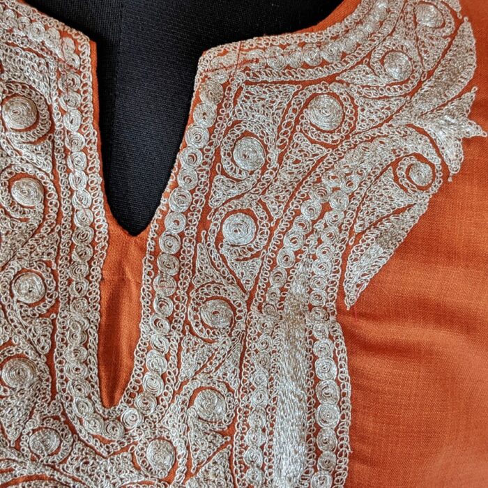 Rust Ruby Cotton Tilla Kurta - Image 3