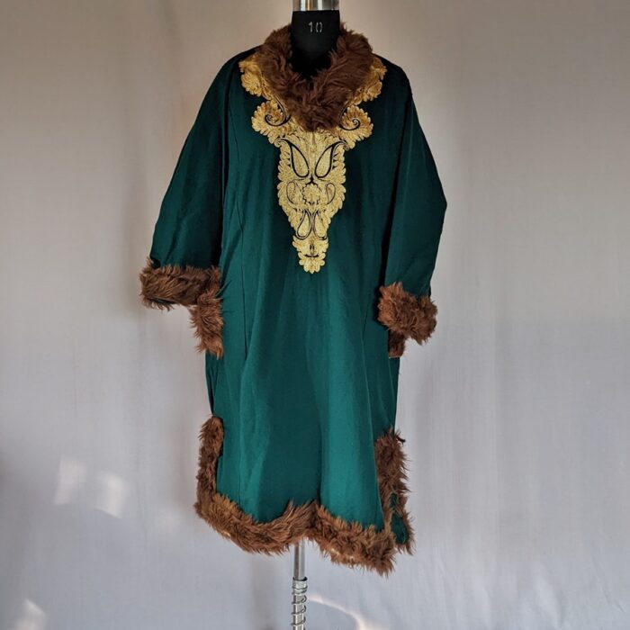 Green Cashmilon Pheran with Fur - Image 2