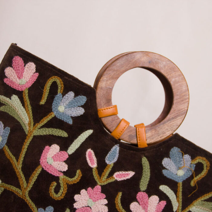 Toth Velvet Basket Bag With Hand Aari Work - Image 2