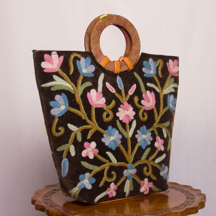 Toth Velvet Basket Bag With Hand Aari Work