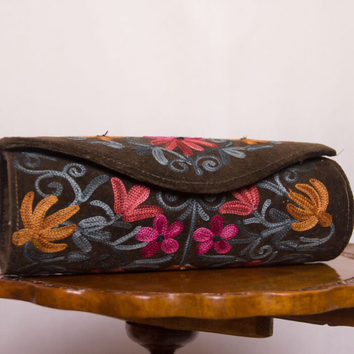 Brown Clutch with Aari Embroidery