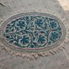 Blue Oval Handmade Aari Embroidered Wool Namda 5x3