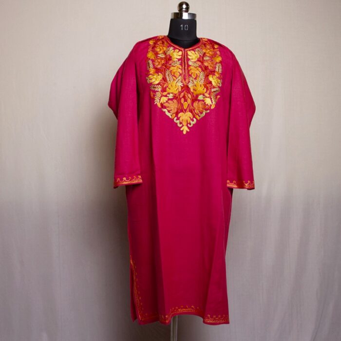 Pink Chinari Cashmilon Aari Pheran - Image 2