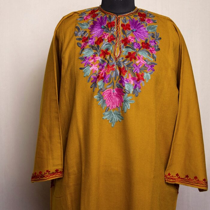 Mustard Pun Cashmilon Aari Pheran