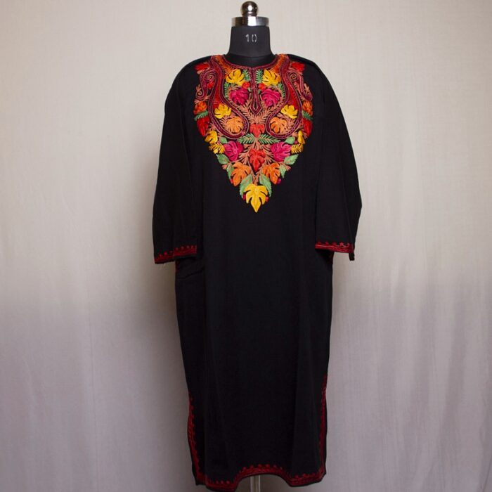 Black Chinari Cashmilon Aari Pheran - Image 2