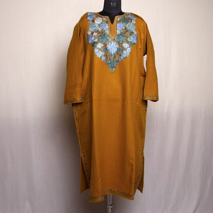 Mustard Nosh Cashmilon Aari Pheran - Image 2