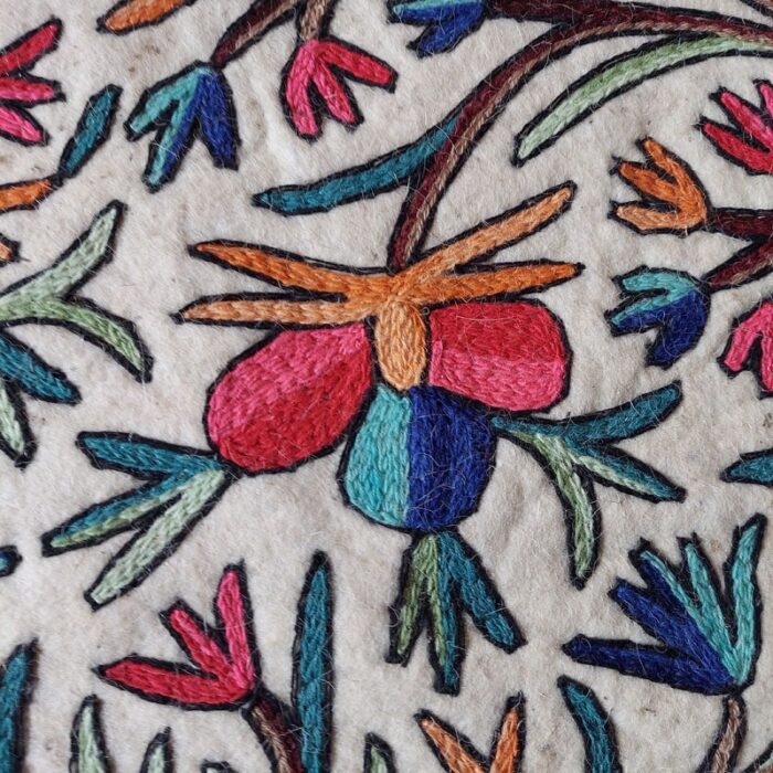 Tree Life Handmade Aari Embroidered Namda Rug 5ft x3ft - Image 4