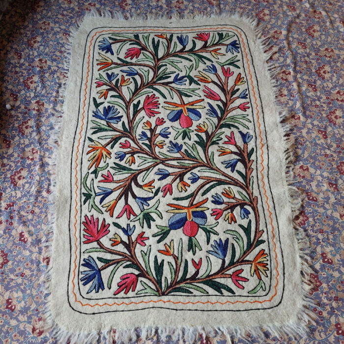 Naqash Handmade Aari Embroidered Namda Rug 5ft x3ft