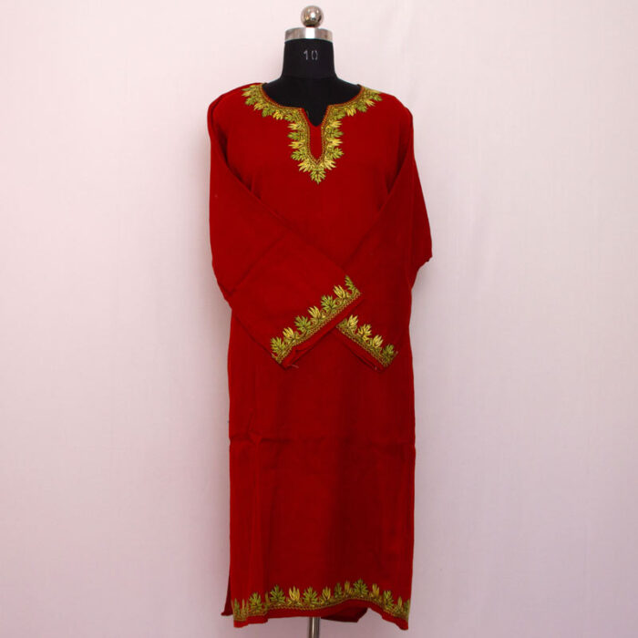 Rust Hand Sozni Raffal Pheran - Image 2