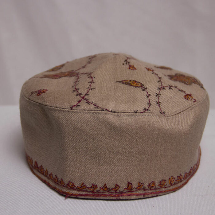 Natural Pashmina Color Toosha Hand Sozni Cap