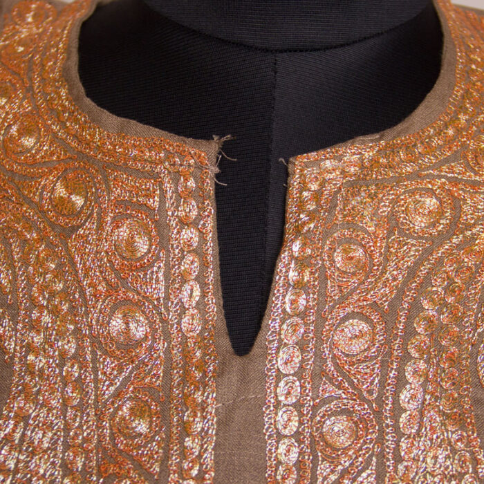 Beige Brown Ruby Cotton Tilla Kurta - Image 3