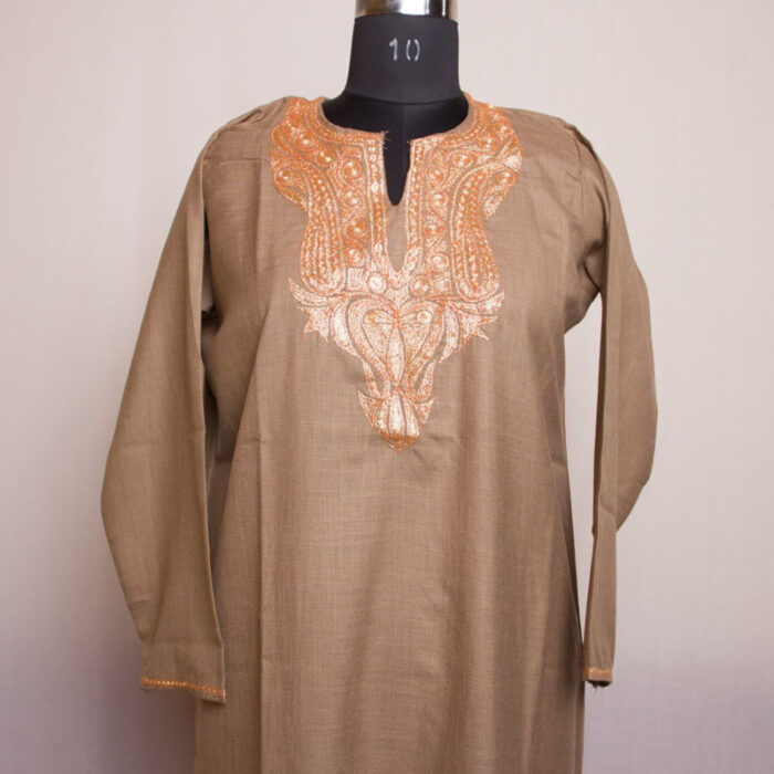 Beige Brown Ruby Cotton Tilla Kurta