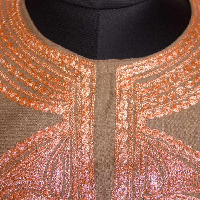 Dark Beige Ruby Cotton Tilla Kurta - Image 3