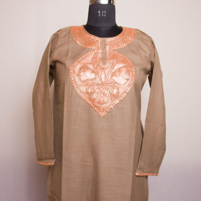 Dark Beige Ruby Cotton Tilla Kurta
