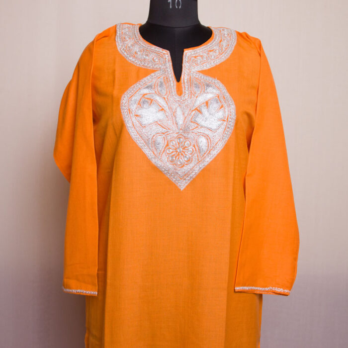 Orange Ruby Cotton Tilla Kurta