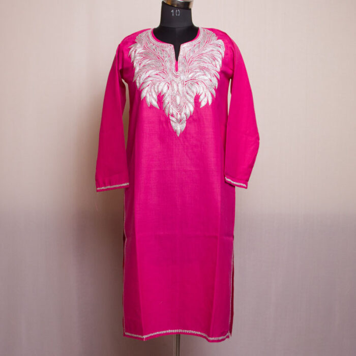 Pink Ruby Cotton Tilla Kurta - Image 2