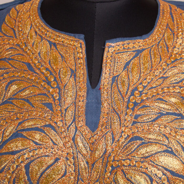Grey Blue Ruby Cotton Tilla Kurta - Image 3
