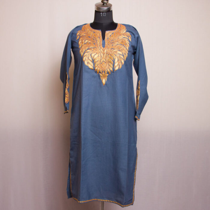 Grey Blue Ruby Cotton Tilla Kurta - Image 2