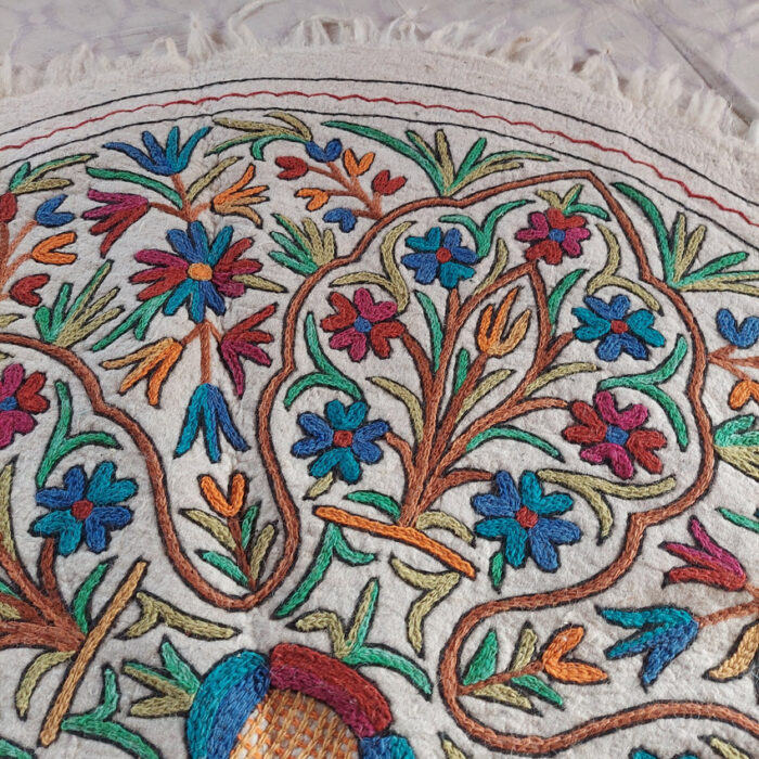 Char Minar Handmade Double Aari Embroidered Namda Rug 5ft - Image 2