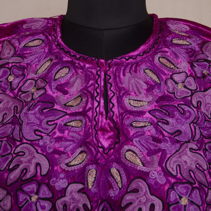 Magenta Velvet Chinari Aari Pheran - Image 3