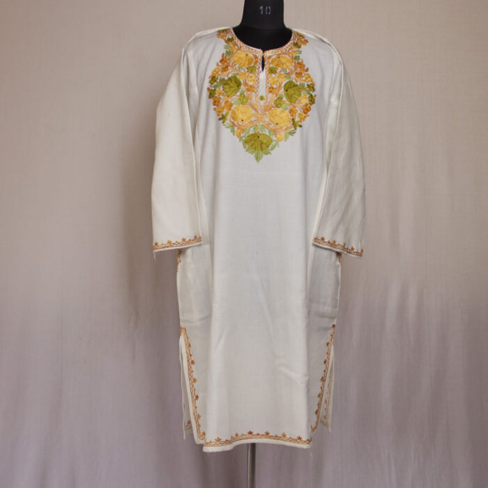White Bahar Cashmilon Aari Pheran - Image 2