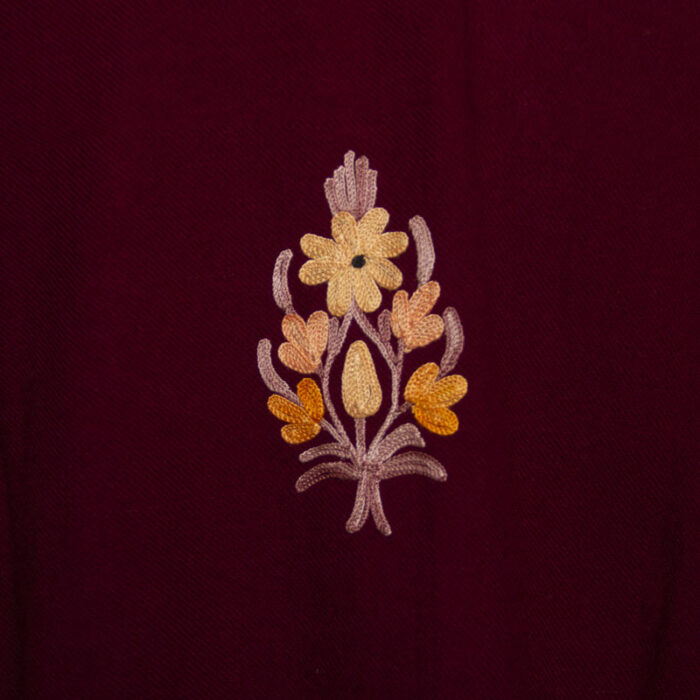 Maroon Gurezi Cashmilon Aari Pheran - Image 4