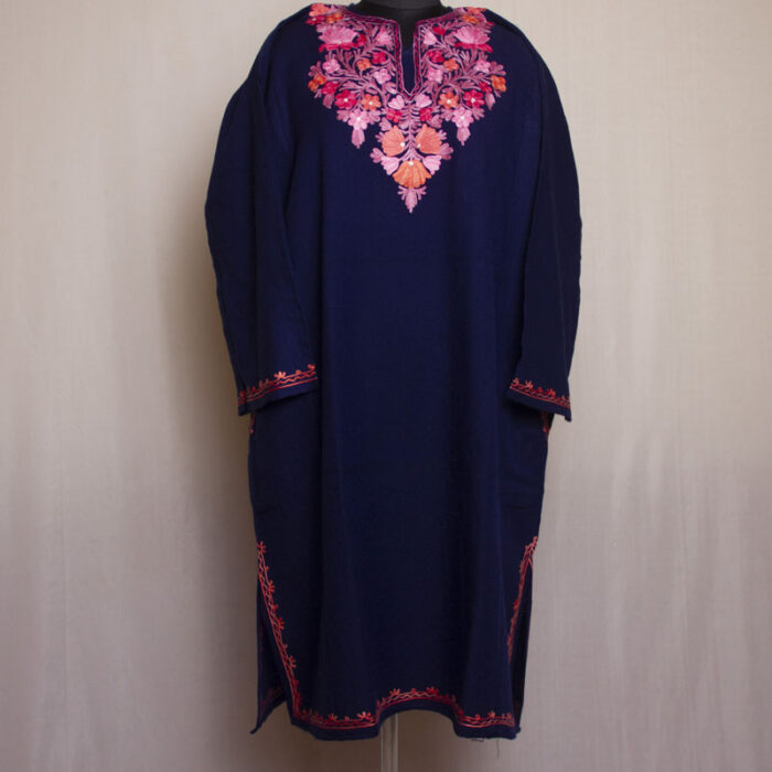 Dark Blue Hoor Cashmilon Aari Pheran - Image 2