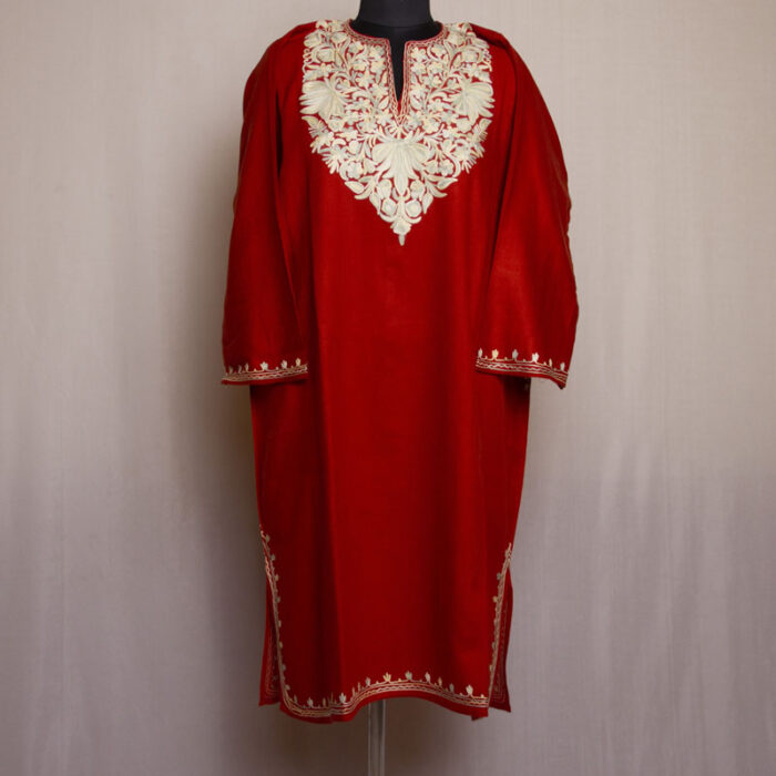 Rust Sanober Cashmilon Aari Pheran - Image 2