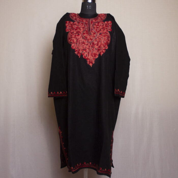 Black Nazakat Cashmilon Aari Pheran - Image 2