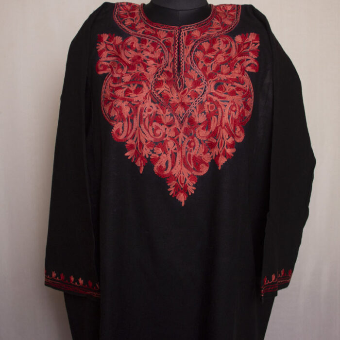 Black Nazakat Cashmilon Aari Pheran