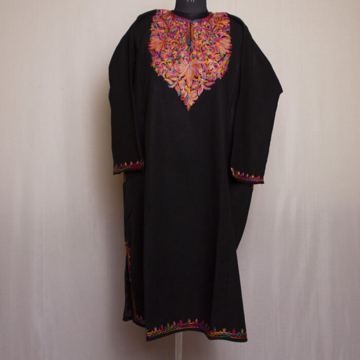 Black Shahi Cashmilon Aari Pheran - Image 2