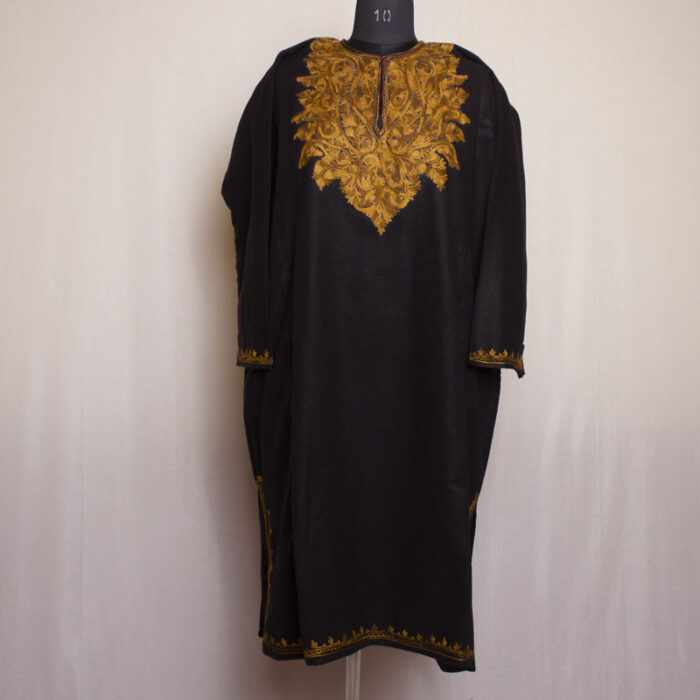 Black Pashmkar Cashmilon Aari Pheran - Image 2