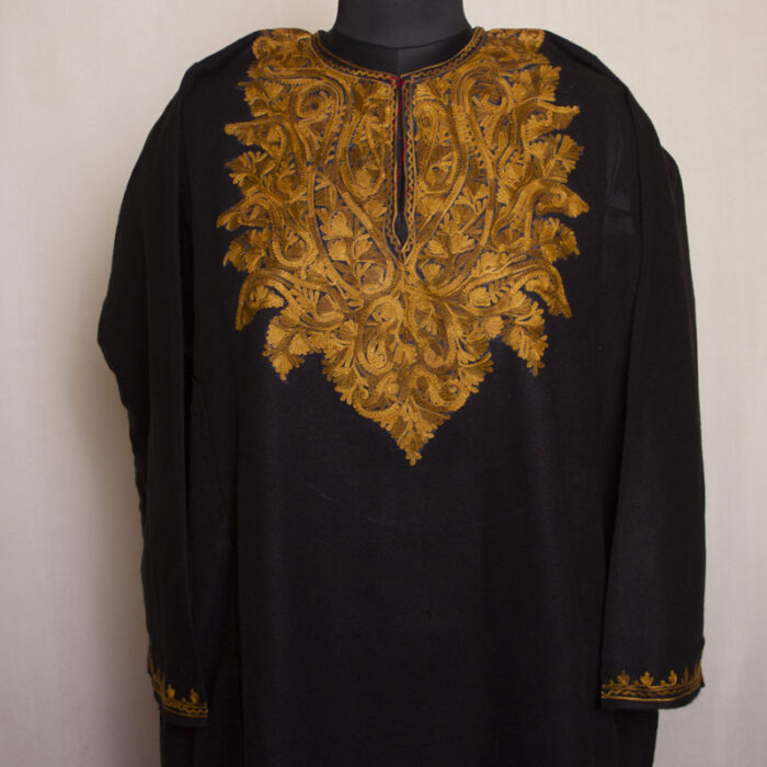 Black Pashmkar Cashmilon Aari Pheran