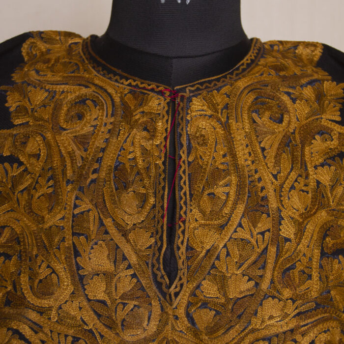 Black Pashmkar Cashmilon Aari Pheran - Image 3