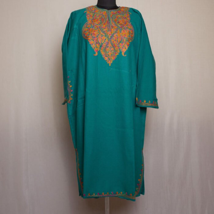 Green Hazuri Cashmilon Aari Pheran - Image 2