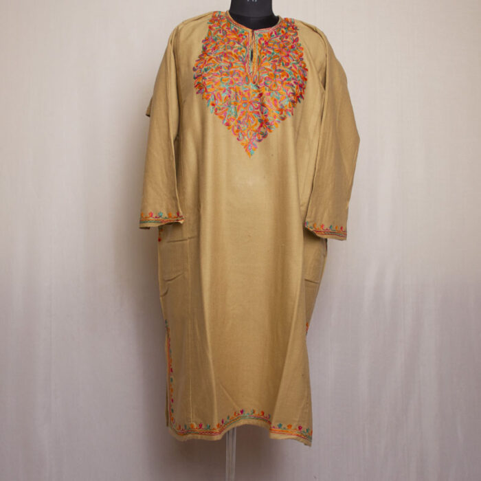 Beige Cashmilon Aari Pheran - Image 2