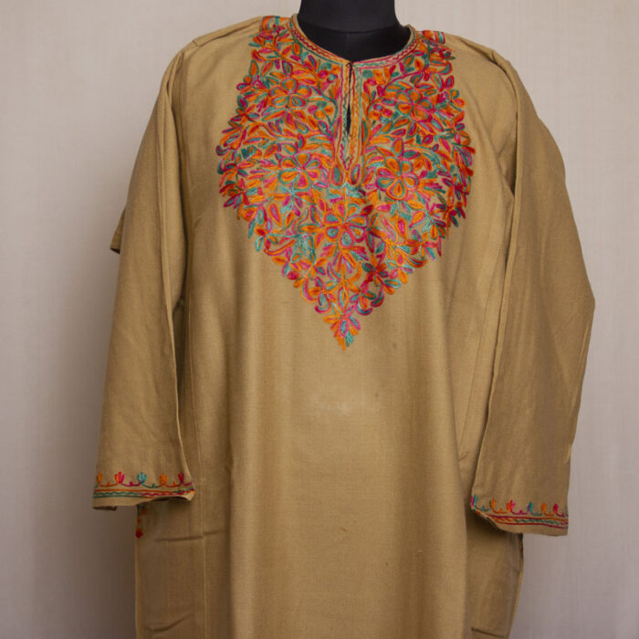 Beige Cashmilon Aari Pheran